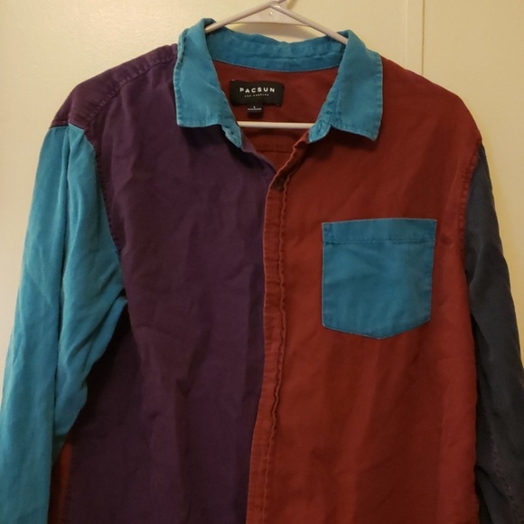 PACSUN MULTI COLOR BUTTON UP - Picture 2 of 5